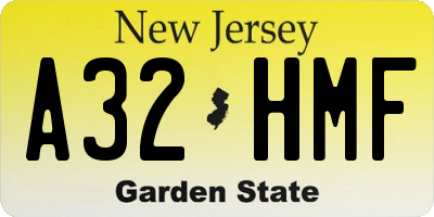 NJ license plate A32HMF