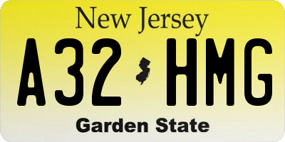 NJ license plate A32HMG