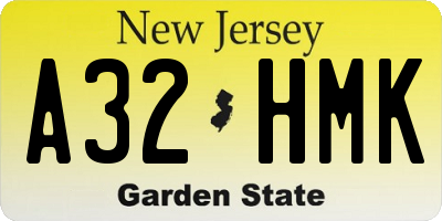 NJ license plate A32HMK