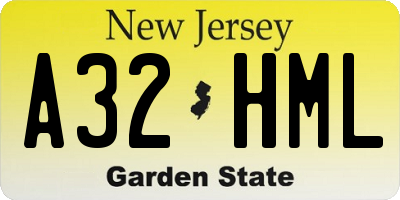 NJ license plate A32HML