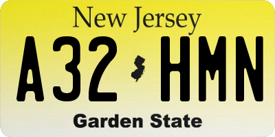 NJ license plate A32HMN