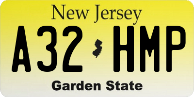 NJ license plate A32HMP