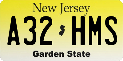 NJ license plate A32HMS