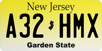 NJ license plate A32HMX