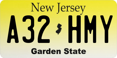 NJ license plate A32HMY