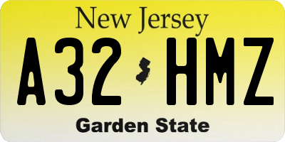 NJ license plate A32HMZ
