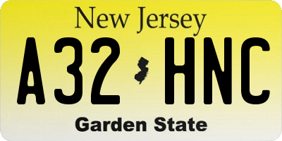NJ license plate A32HNC