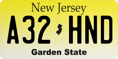 NJ license plate A32HND