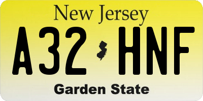 NJ license plate A32HNF