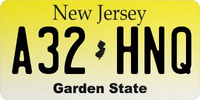 NJ license plate A32HNQ