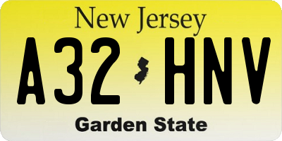 NJ license plate A32HNV