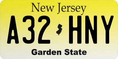 NJ license plate A32HNY