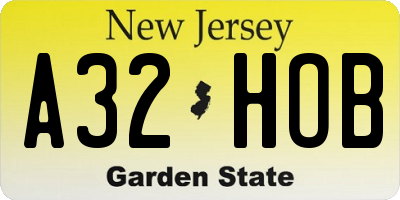 NJ license plate A32HOB
