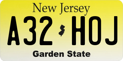 NJ license plate A32HOJ