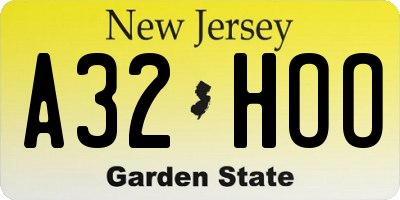NJ license plate A32HOO