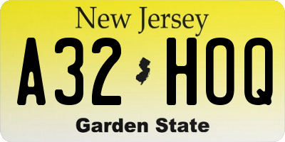 NJ license plate A32HOQ