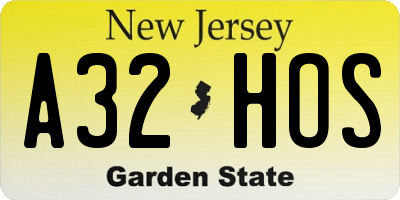 NJ license plate A32HOS