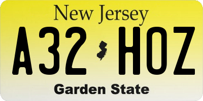 NJ license plate A32HOZ