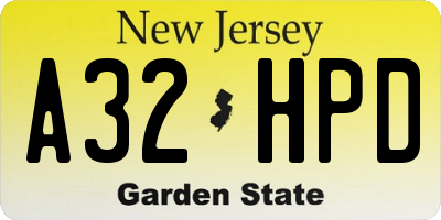 NJ license plate A32HPD