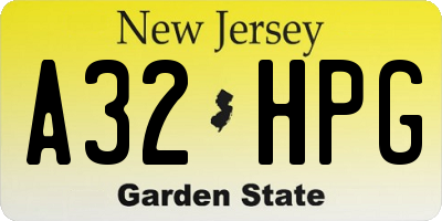NJ license plate A32HPG