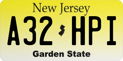 NJ license plate A32HPI