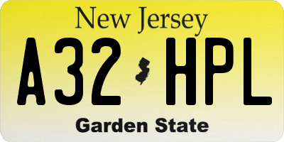 NJ license plate A32HPL
