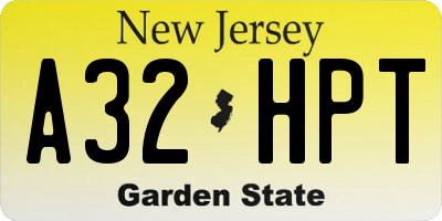 NJ license plate A32HPT