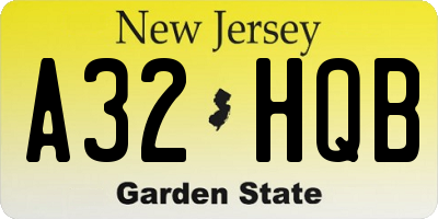NJ license plate A32HQB