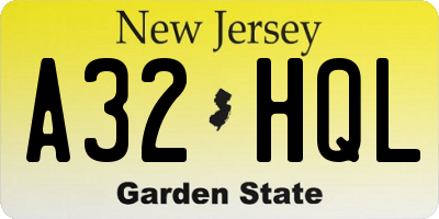 NJ license plate A32HQL
