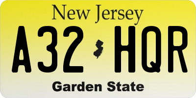 NJ license plate A32HQR