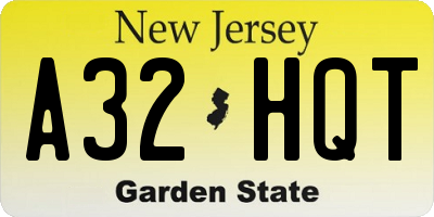 NJ license plate A32HQT