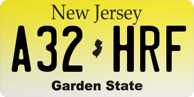 NJ license plate A32HRF