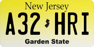 NJ license plate A32HRI
