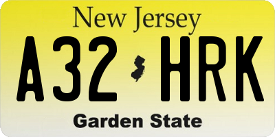 NJ license plate A32HRK