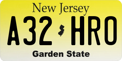 NJ license plate A32HRO