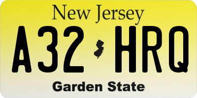 NJ license plate A32HRQ