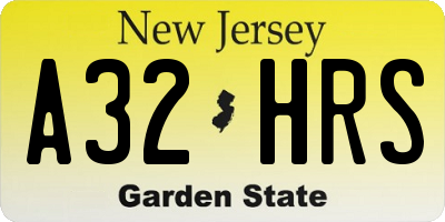 NJ license plate A32HRS