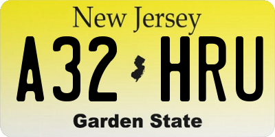 NJ license plate A32HRU