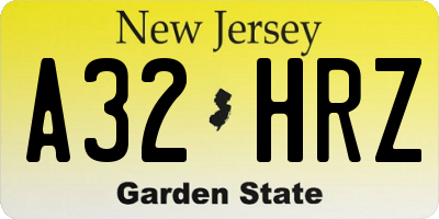NJ license plate A32HRZ