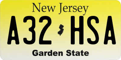 NJ license plate A32HSA