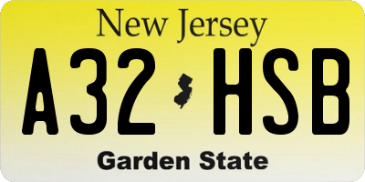 NJ license plate A32HSB