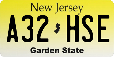 NJ license plate A32HSE