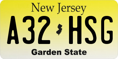 NJ license plate A32HSG