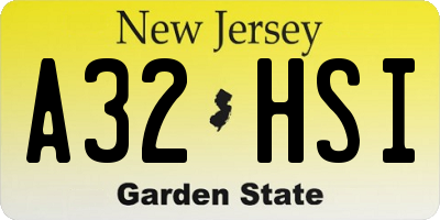 NJ license plate A32HSI