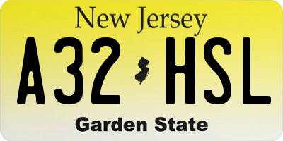 NJ license plate A32HSL