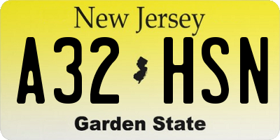 NJ license plate A32HSN