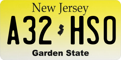 NJ license plate A32HSO