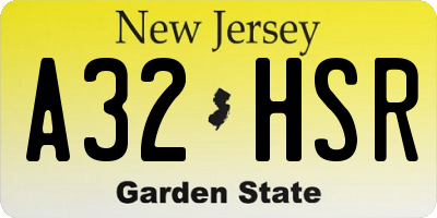 NJ license plate A32HSR