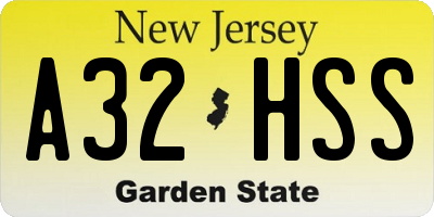 NJ license plate A32HSS