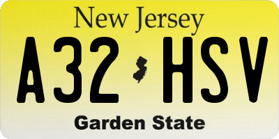 NJ license plate A32HSV